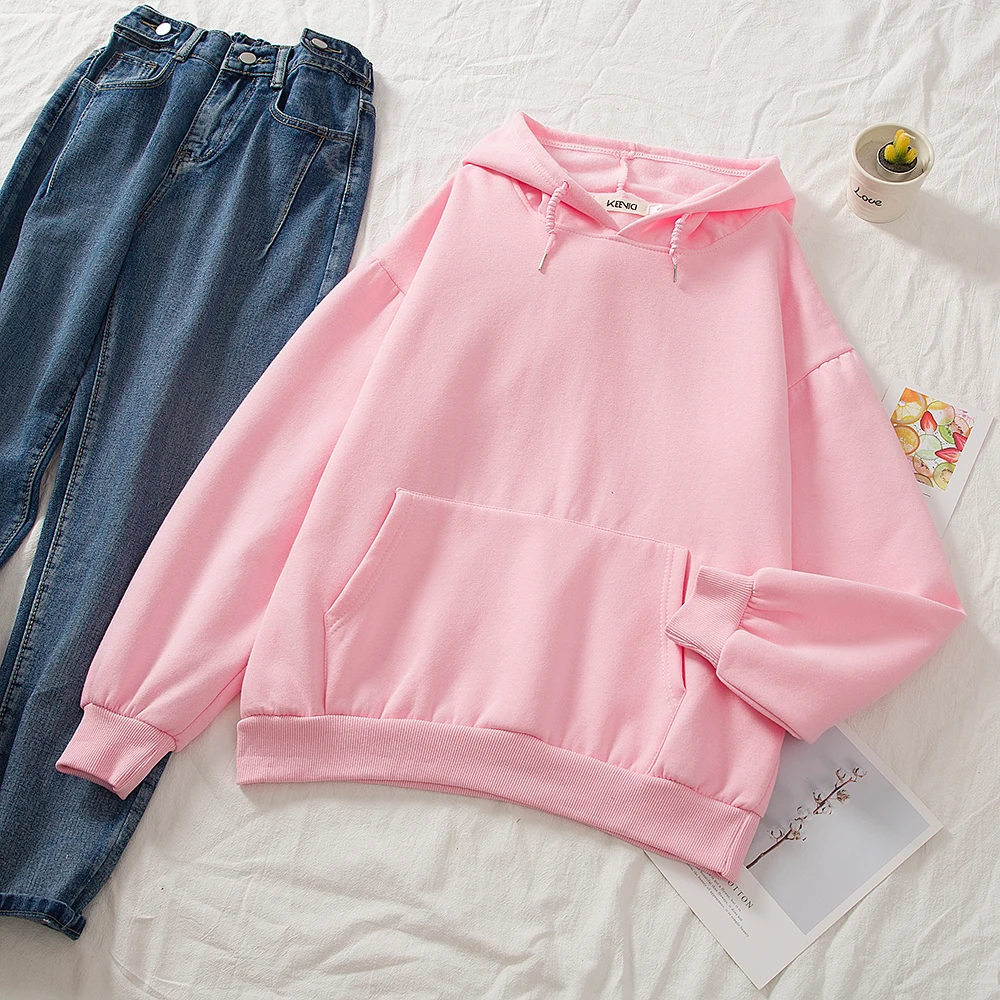 Cotton Hoodies Oversized Kangaroo Pocket Sweatshirts Hooded Harajuku Winter Casual Vintage Korean Pullovers Women Sweetshirt