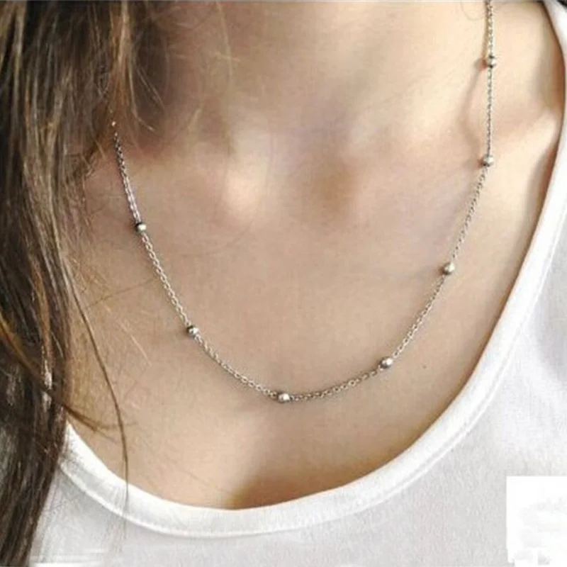 

wholesale stainless steel bead gold chain choker necklace gifts for women girl female necklaces bohemian friend fashion jewelry