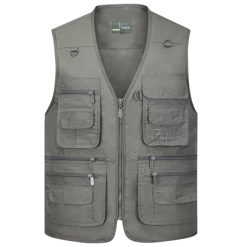 

Summer Quick Dry Thin Vest Male With Many Pockets Casual Classic Multi Pocket Military Photographer Baggy Work Waistcoat size 4X