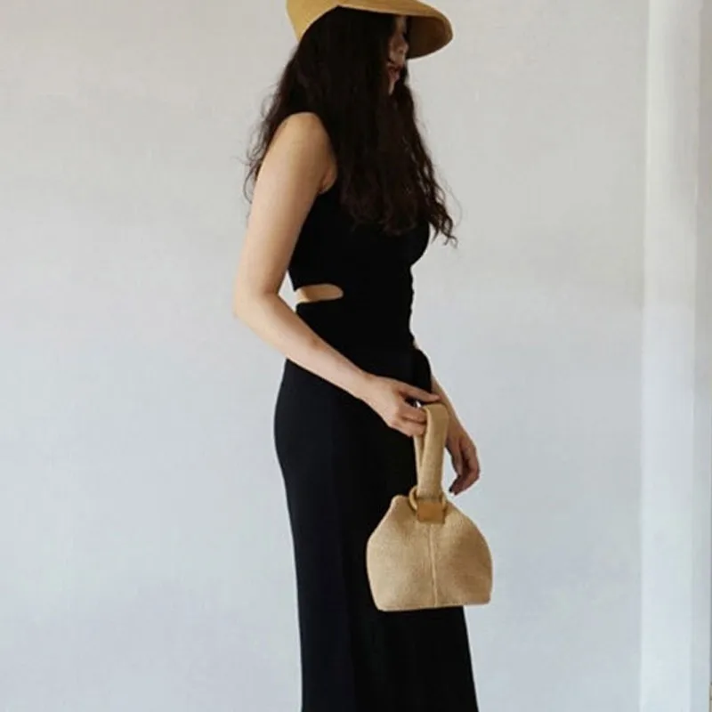 Женская Плетеная соломенная мини сумка TTOU летняя плетеная Сумка цвета хаки с