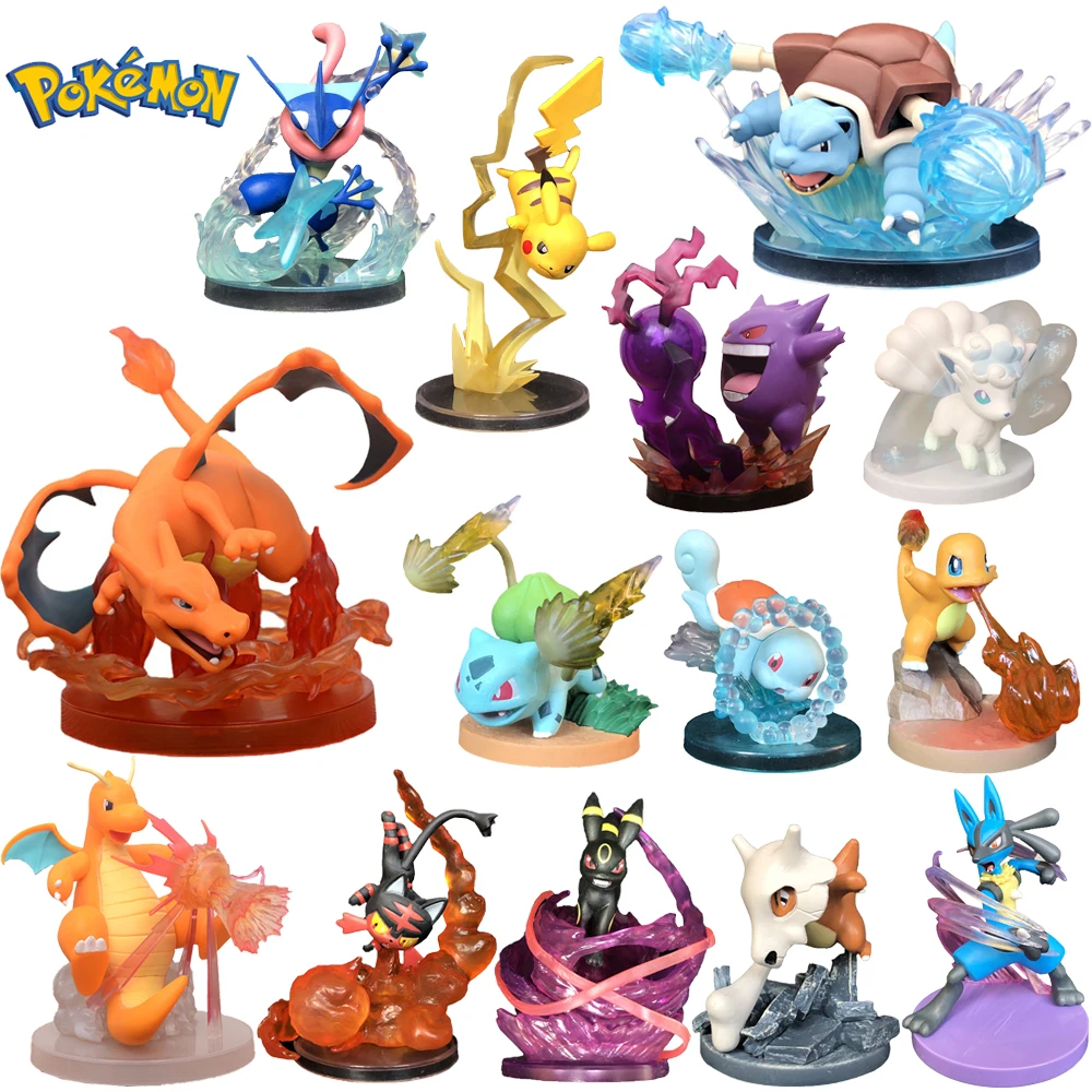 Экшн-фигурки Pokemon Greninja Bulbasaur blastise Charizard Сквиртл чармандер Eevee Vulpix Litten Cubone Lucario