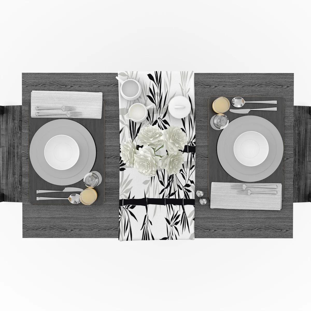 Современный Настольный бегун черный белый бамбук китайский стиль чернильный