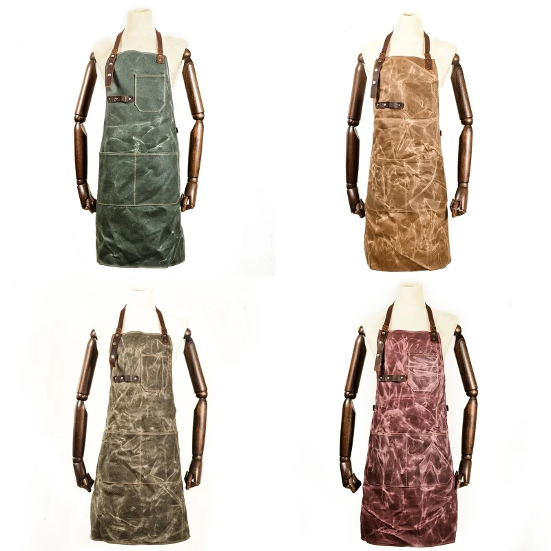 

New Work Apron Coffee Shop Retro Apron High-End Restaurant Artisan Overalls Canvas Aprons