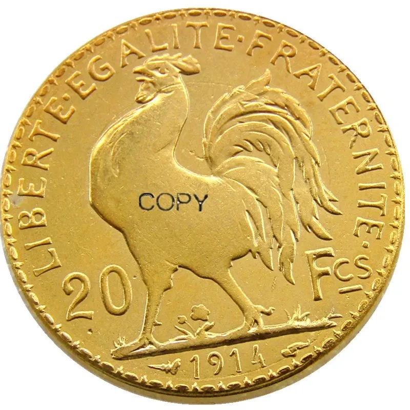 1914 France 20 Franc Rooster Gold Plated Copy Coin | Дом и сад