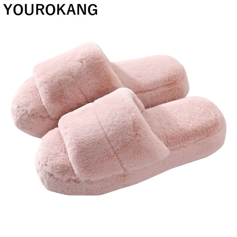 Warm Women Shoes Winter Plush Women Home Slippers Soft Furry New Ladies Household Indoor Bedroom Slippers Silent Thick Bottom