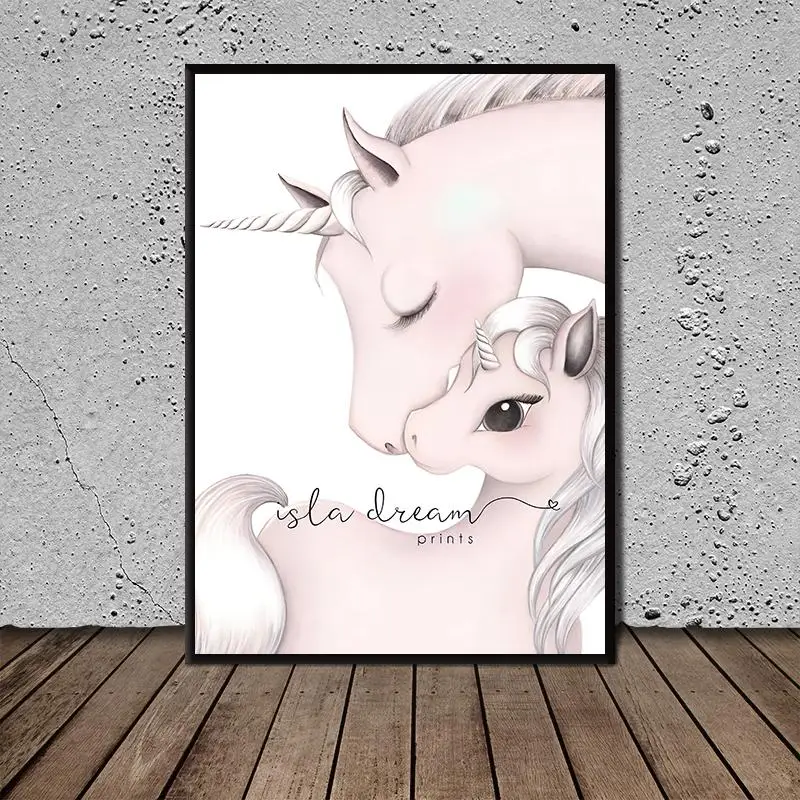 

Poster Art Mum and Baby Unicorn Poster Canvas Painting Wall Art Pictures for Living Room Modern Abstract Art Prints Posters