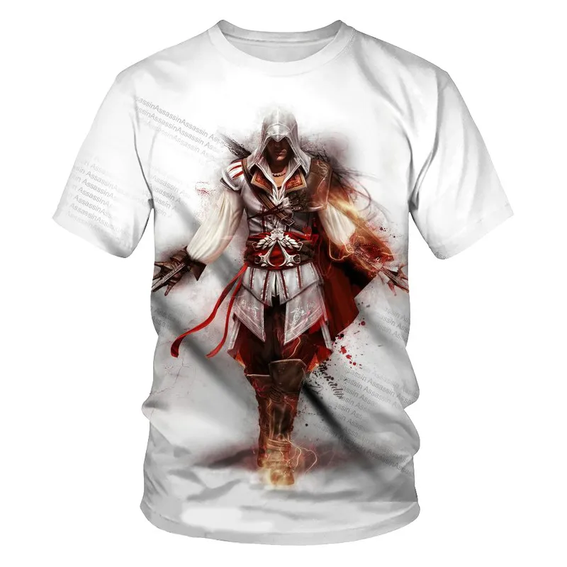

Men's 3D printed short sleeve T-shirt, street clothes, hip-hop game pattern, round, casual, loose, fashionable, summer
