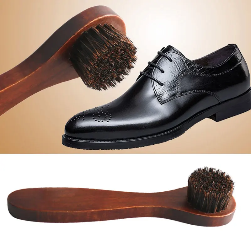 

Soft Hair Brush Long-handled Horse Hair Shoe Brush Leather Cleaning Round Head Horse Hair Brush Simplicity Home Supplies