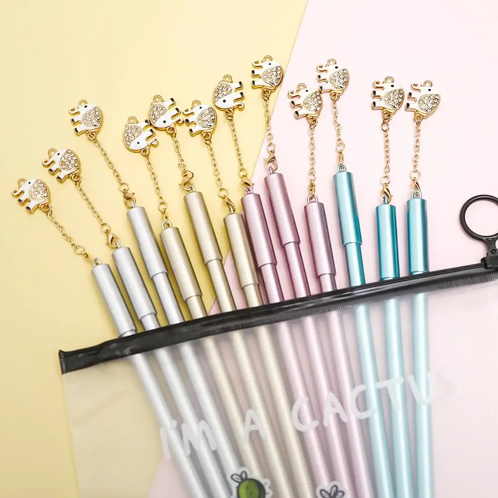 12 шт./компл. Милый Забавный слон и металлической подвеской гелевые ручки синего