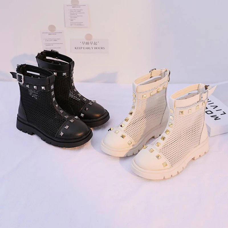 

Kids Boots Girls Boots Summer Rivet Martin Boots Breathable Mesh Princess Boots Girls Shoes Kids Shoes