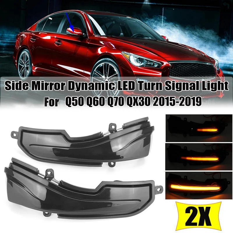 

DHBH-Car Dynamic LED Turn Signal Light Rearview Mirror Light Indicator Blinker for Infiniti Q50 Q60 Q70 QX30 15-19