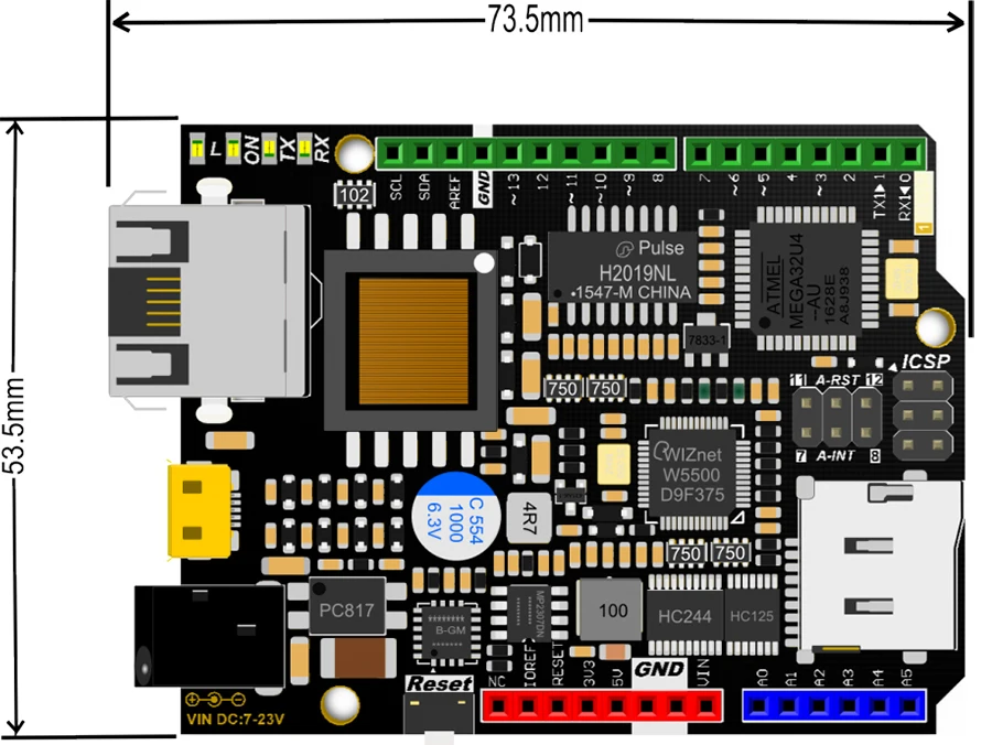 DFRobot Модернизированный W5500 Ethernet с ATmega32u4 и POE плата управления v2.0 совместим с Arduino для IOT intel of things