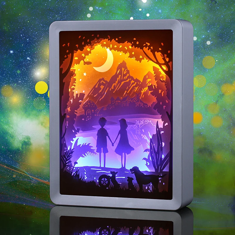 

Color changing cartoon movie character light shadow box frame decoration night light kids living room soft light frame