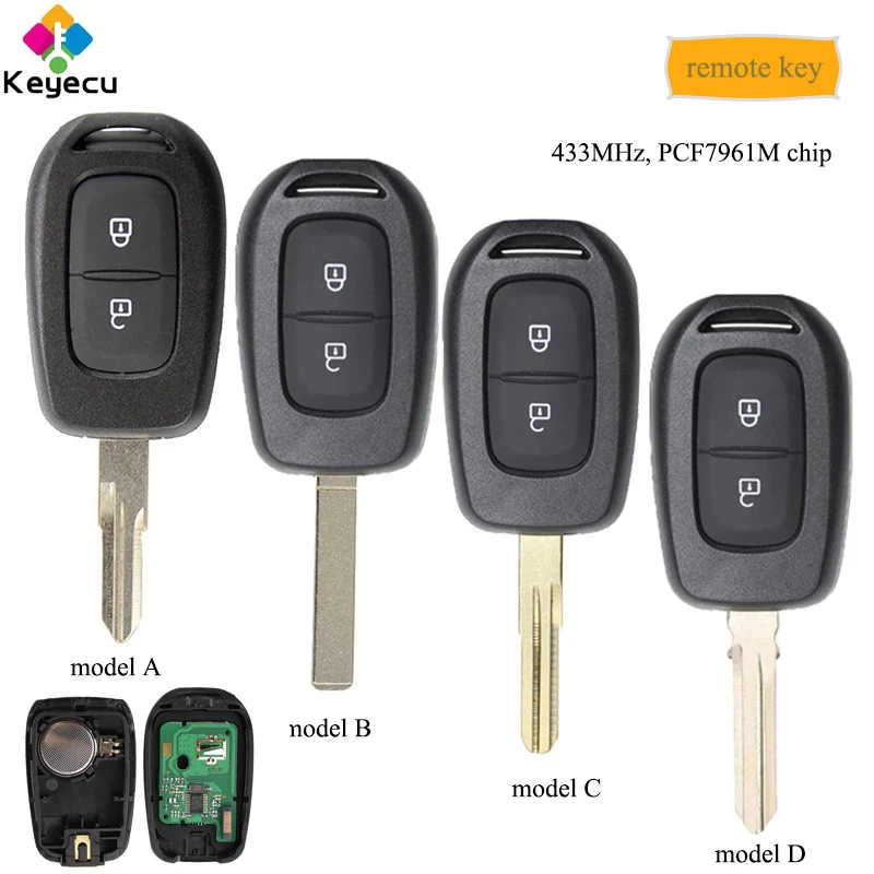 KEYECU сменный дистанционный ключ с 2 кнопками 433 МГц PCF7961M чип FOB для Renault Sandero Dacia Logan