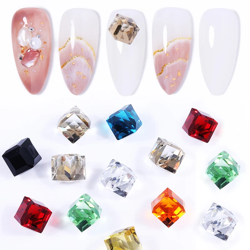 10 шт./пакет кубических водяных сверл 3d-стразы для ногтей розовый золотистый