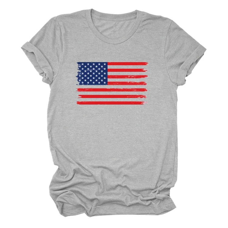 Женская футболка с американским флагом Повседневная рисунком Четвертого июля 2020