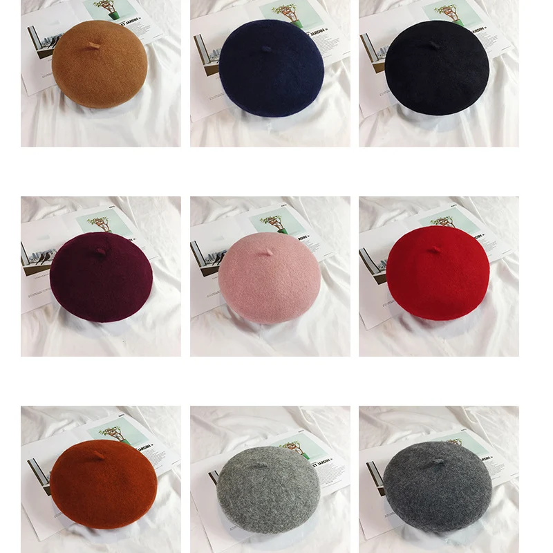 Женская зимняя шляпа baret весенний женский шерстяной винтажный берет художника