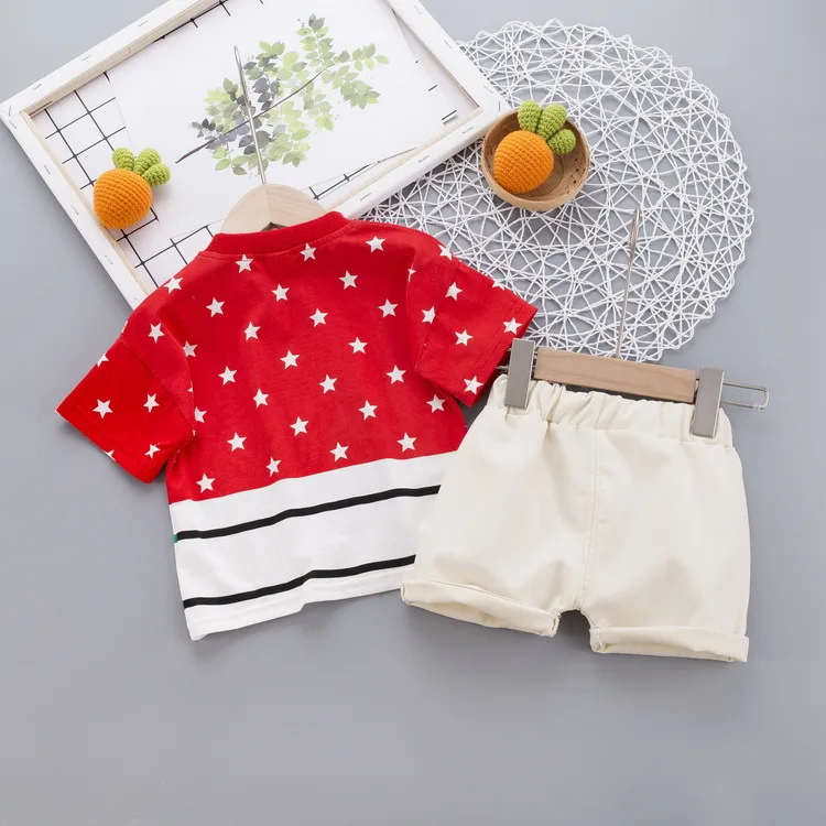 Комплекты одежды для маленьких мальчиков летние хлопковые топы новорожденных +