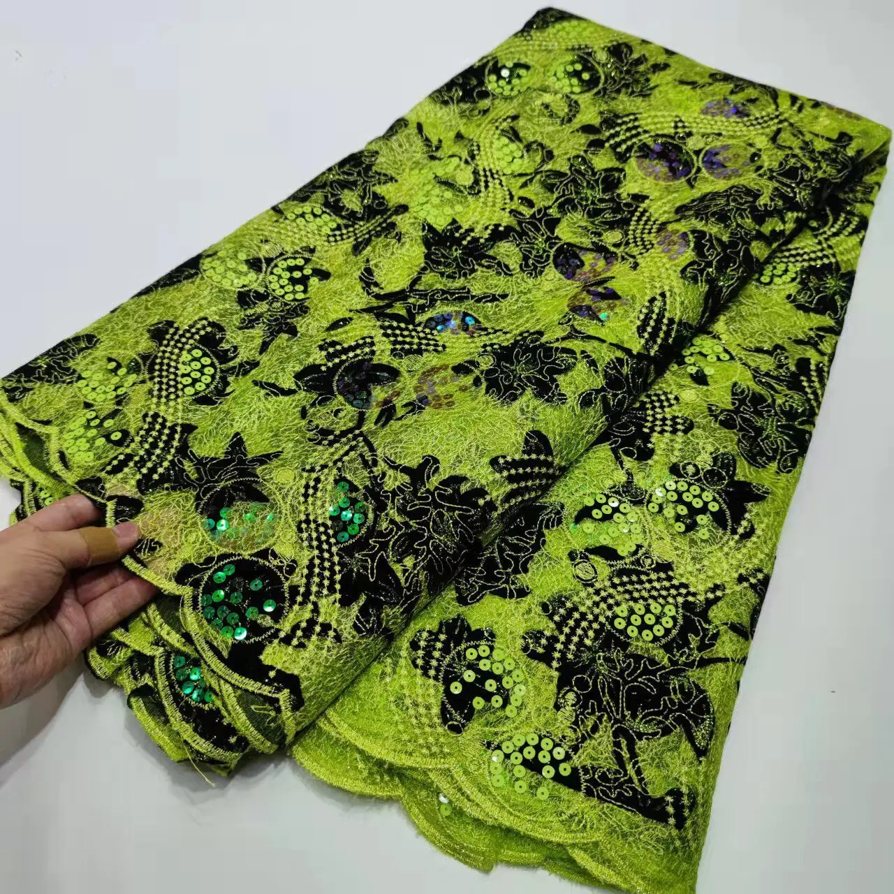 Оптовая продажа Лидер продаж сетчатая кружевная ткань с 3D блестками розовая 2022