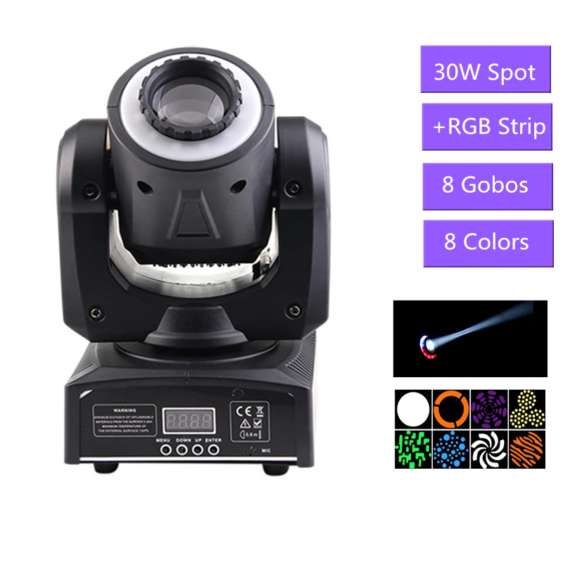 30 Вт LED Spot сценический эффект освещение с RGB световая полоса DMX512 Gobo бизнес-огни