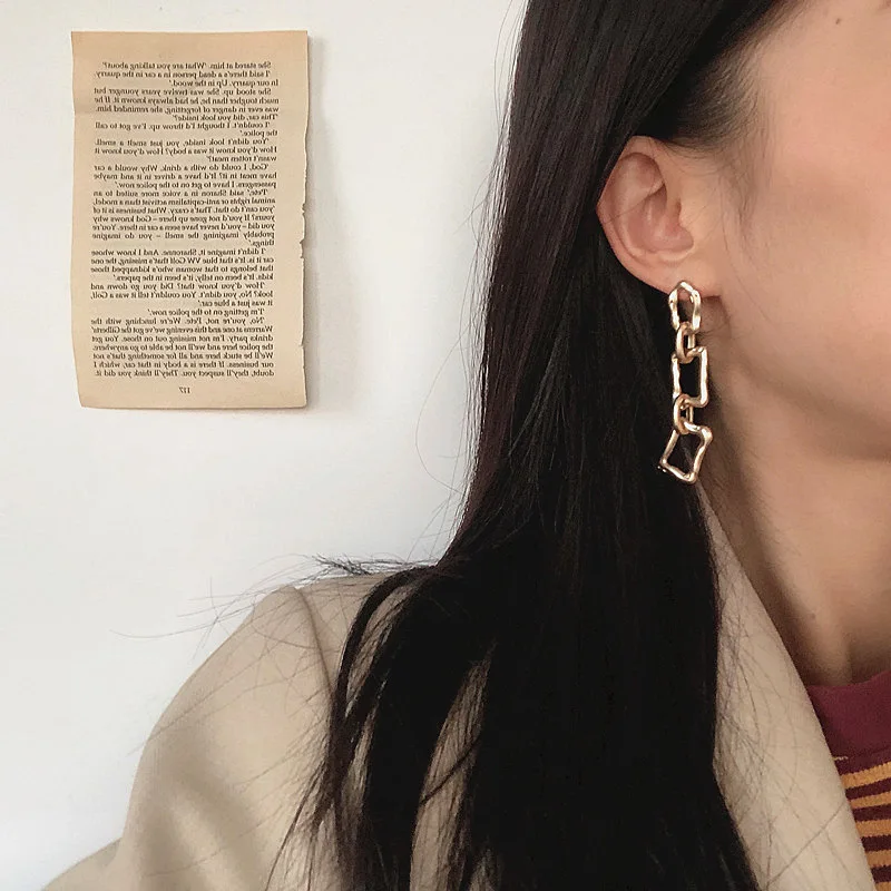 

Женские винтажные серьги-клипсы, ажурные серьги золотого цвета с цепочкой, серьги-клипсы с подушкой без пирсинга, ювелирные украшения для ж...