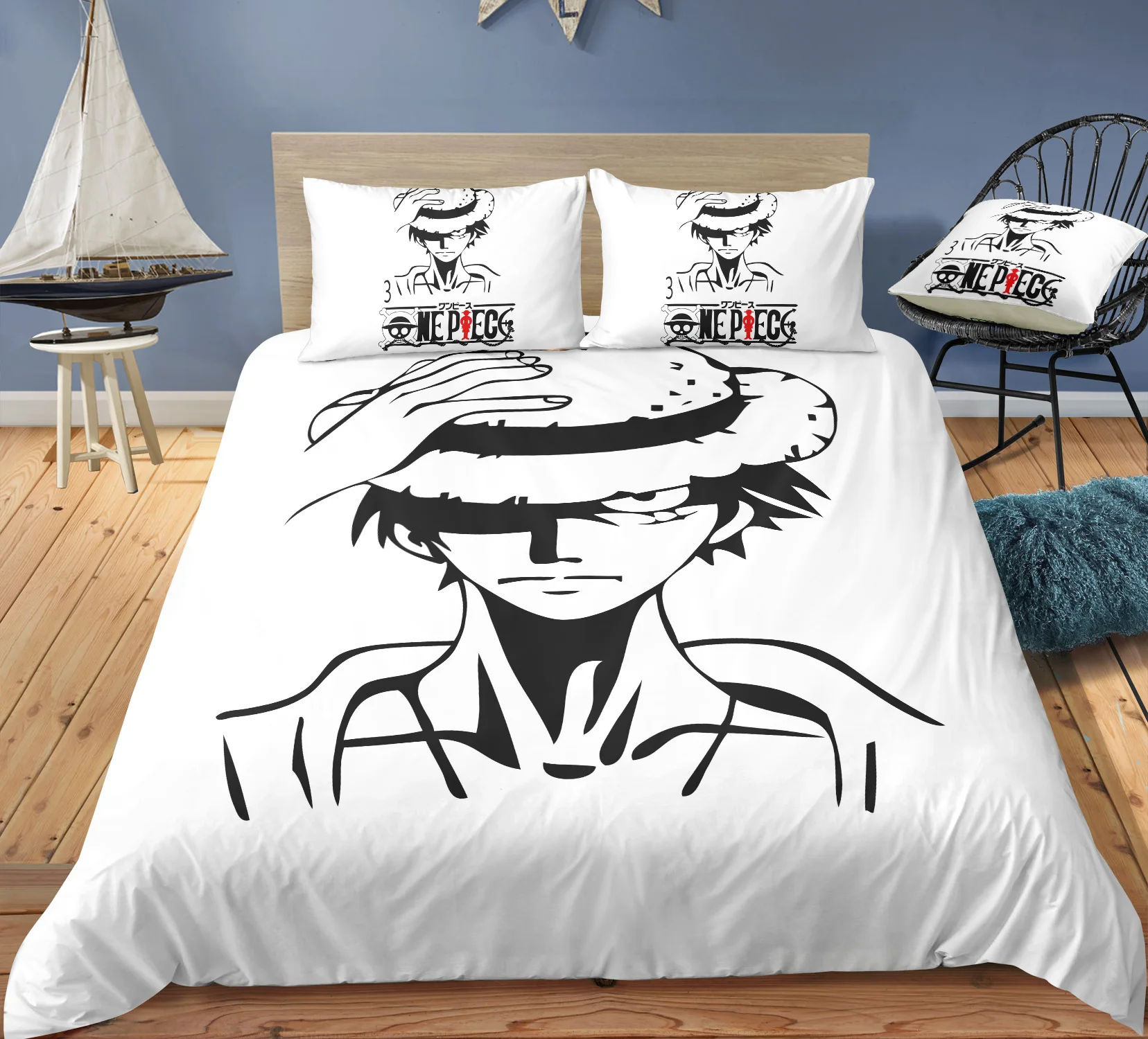 High Quality 3D Printed Duvet Cover with Pillow Bedding Set Japanese Anime One Piece Bed for Kids Adults Bedroom Decor | Дом и сад