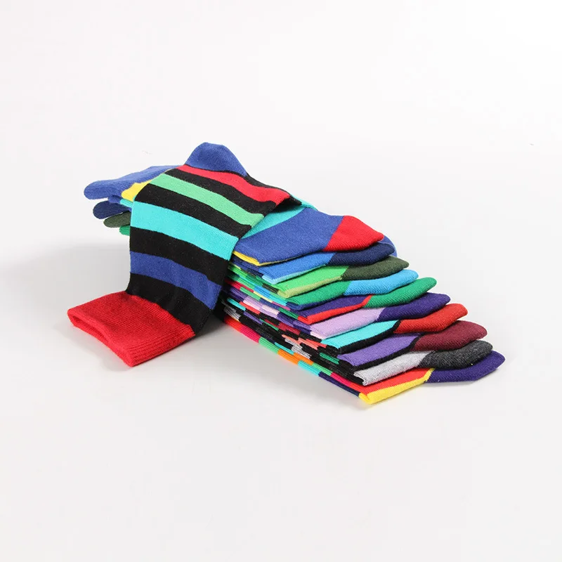 Красочные смешные хлопковые полосатые парные носки в арт-стиле новинка