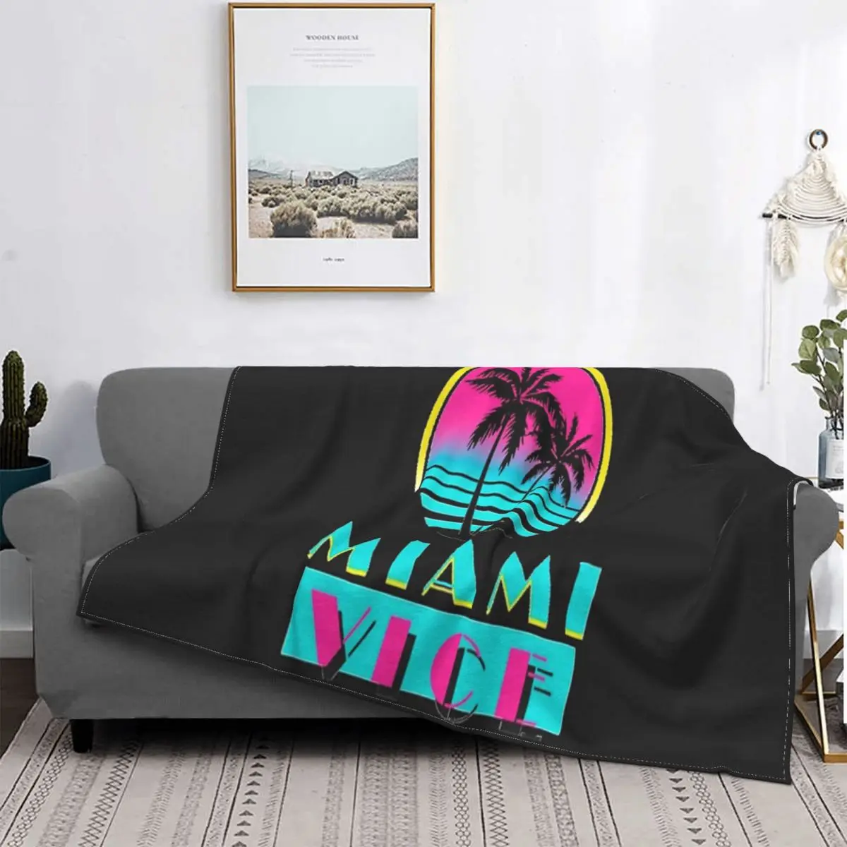 

Miami Vice 2-colcha a cuadros para cama, toalla de playa, manta Kawaii, colchas de verano