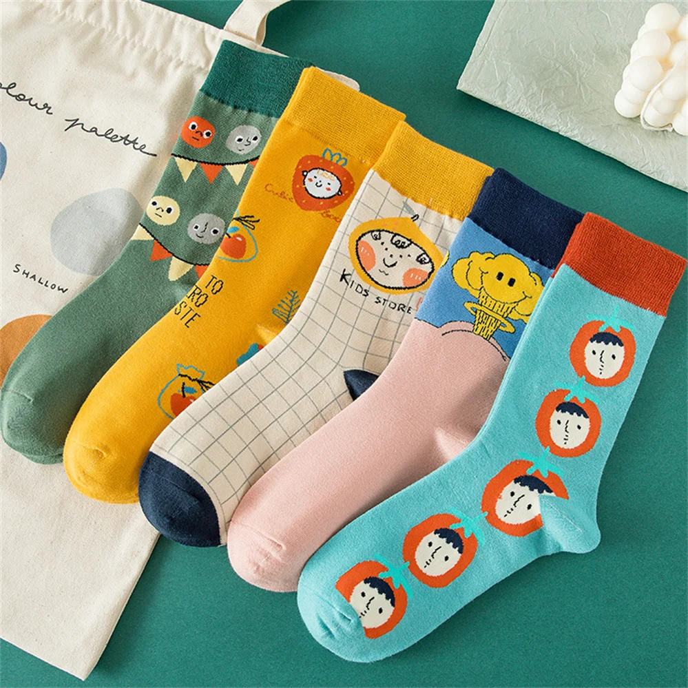 

2021 Spring And Autumn Socks Women European And American Street Fashion Ins Personality Sweat-absorbent Breathable Medium-length