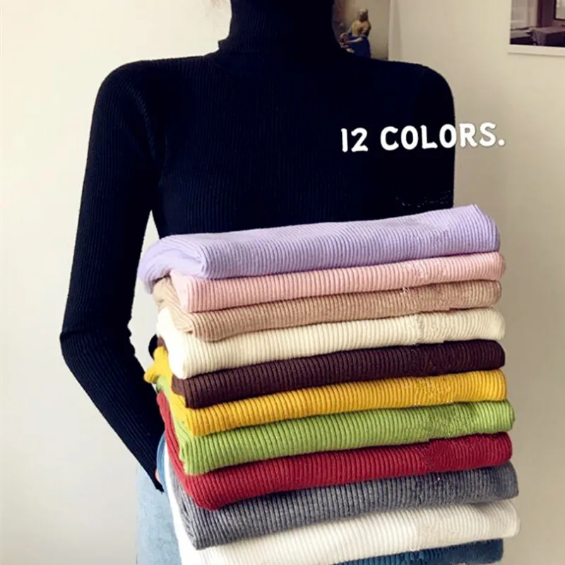 Осенне-зимний базовый свитер вязаная водолазка теплые Повседневные свитера 2021