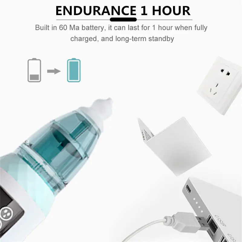 Детский Назальный аспиратор Электрический ингалятор для носа со светодиодным