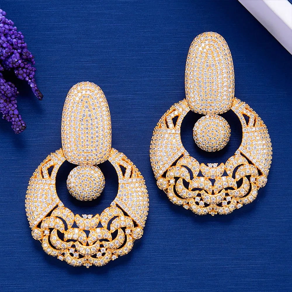 GODKI роскошный цветок колокольчик Длинные Висячие серьги для Для женщин