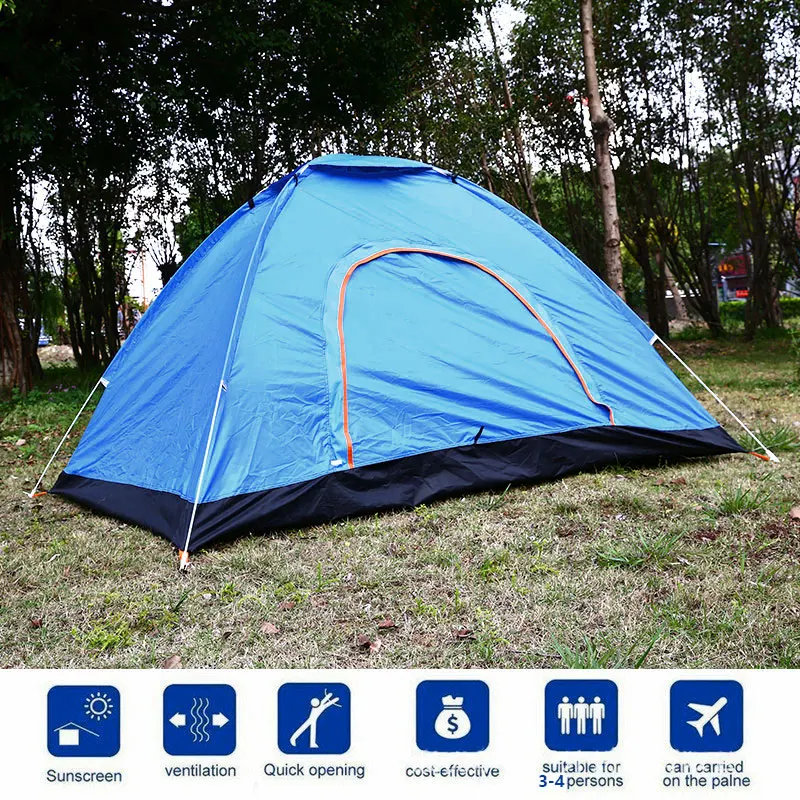 Палатка пирамида из ткани Оксфорд синяя Прочная Складная Походная палатка для 3