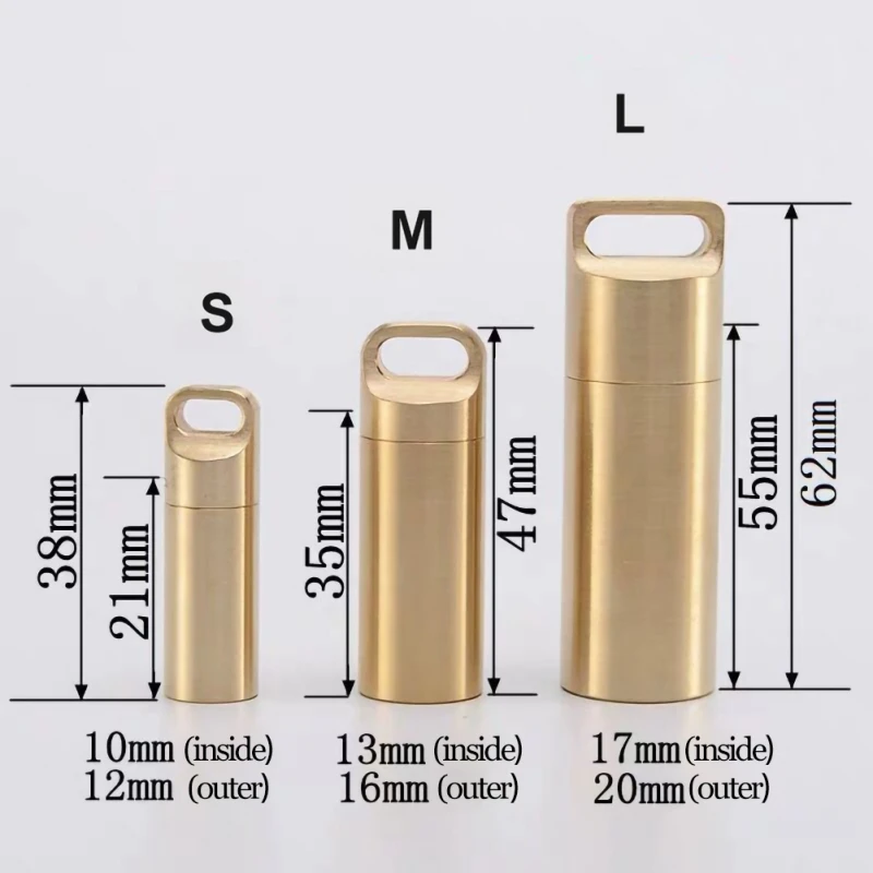 

Outdoor Survival Medicine Pill Box Waterproof Brass Seal Cabin Multifunctional Pendant Camping Sealed Drug Cigarette Tools