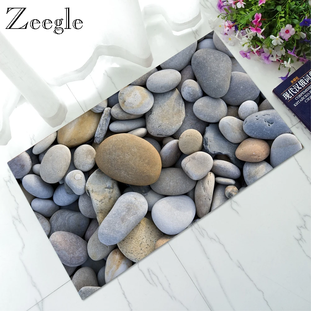 Zeegle 3D камень печатных Ванная комната коврик Кухня анти скольжения ковры коврики