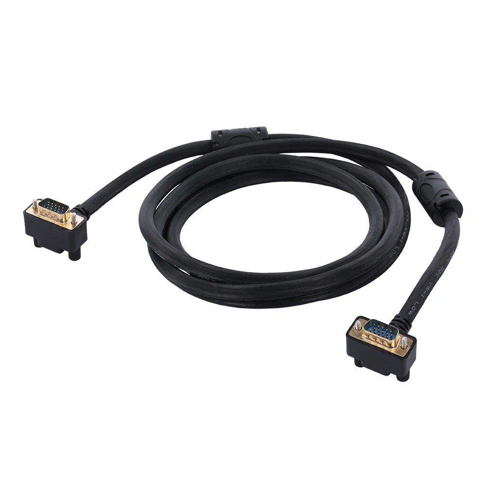 Кабель для монитора проектора VGA 3 + 9 RGB 15pin штекер-штекер 90 градусов вниз угловой