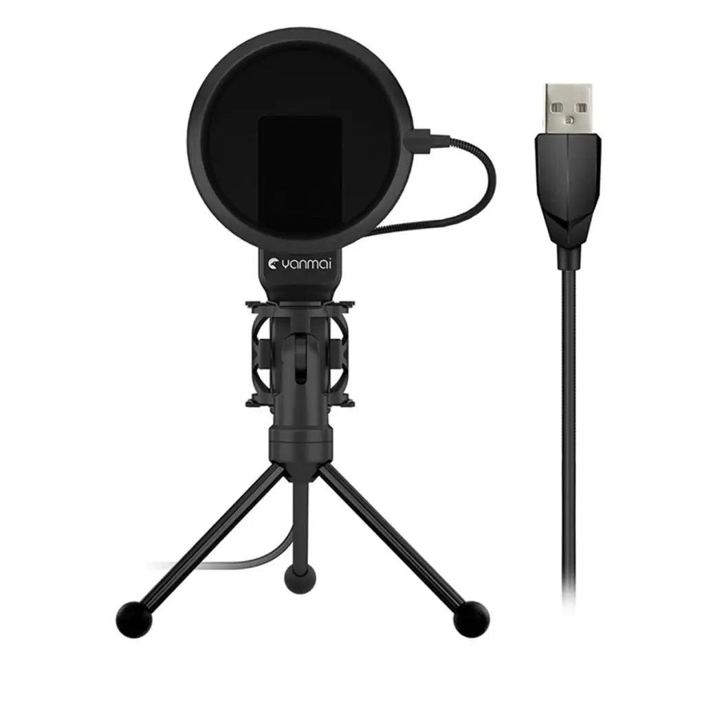 USB микрофон со штативом запись звука для компьютера ПК телефона настольного игры