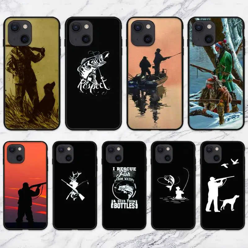 

Hunting Animal And Fishing Man Phone Case For iPhone 11 12 Mini 13 Pro XS Max X 8 7 6s Plus 5 SE XR Shell