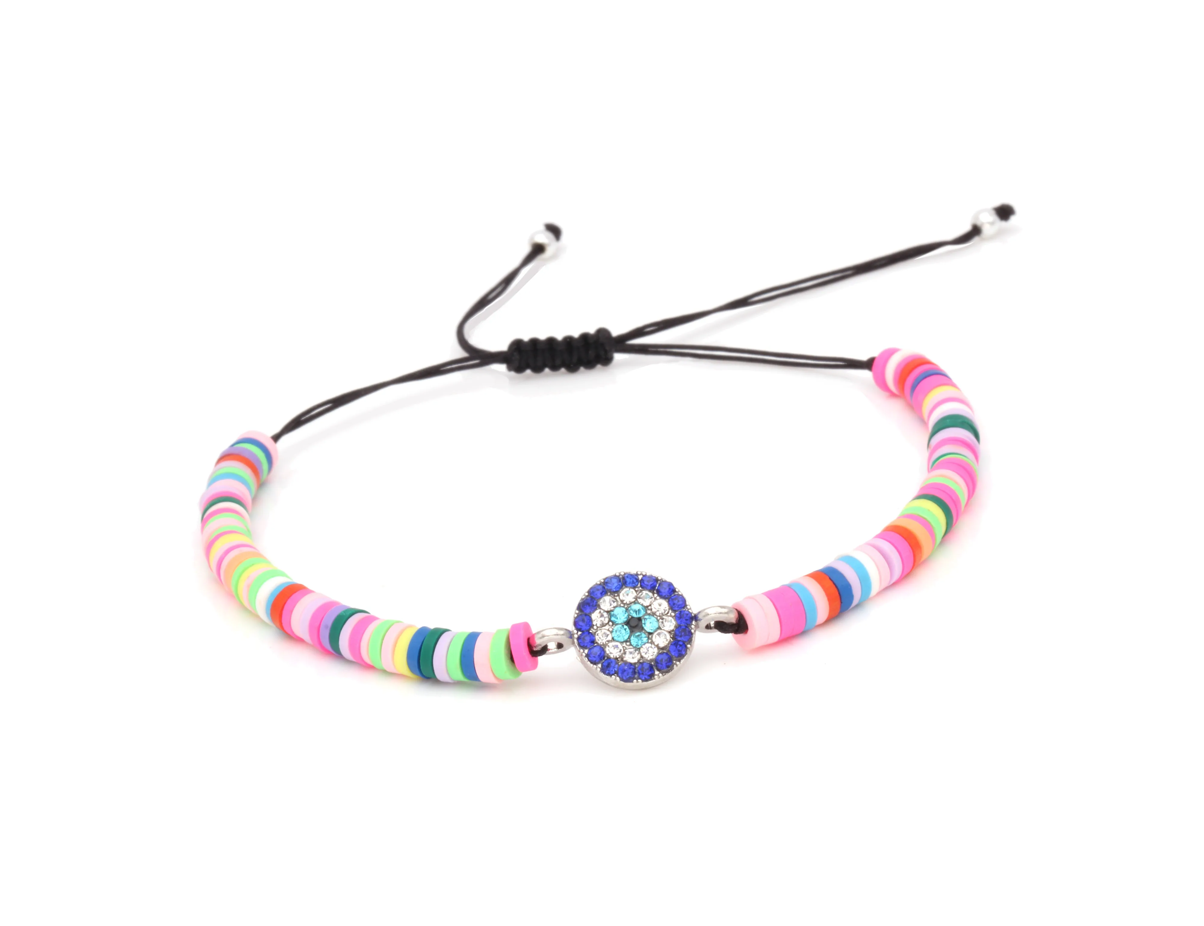 Полимерные глиняные бусы Heishi браслет из бисера черный шнур круглый зловещий глаз