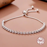 elegant real 925 silver 10cm14cm adjustable bracelet chain 3mm round shiny zircon beautful fine jewelry pack with gift box