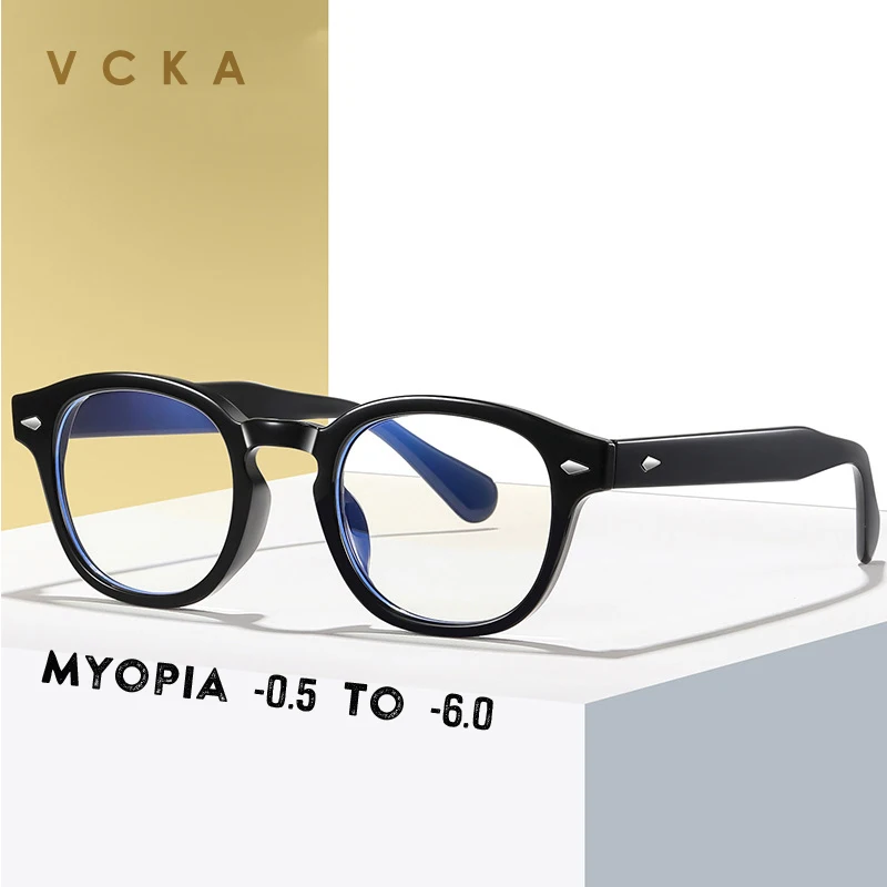 

Мужская и женская оправа для очков VCKA, круглая Оптика от-0,5 до-6,0 TR90 с защитой от сисветильник, очки для близорукости
