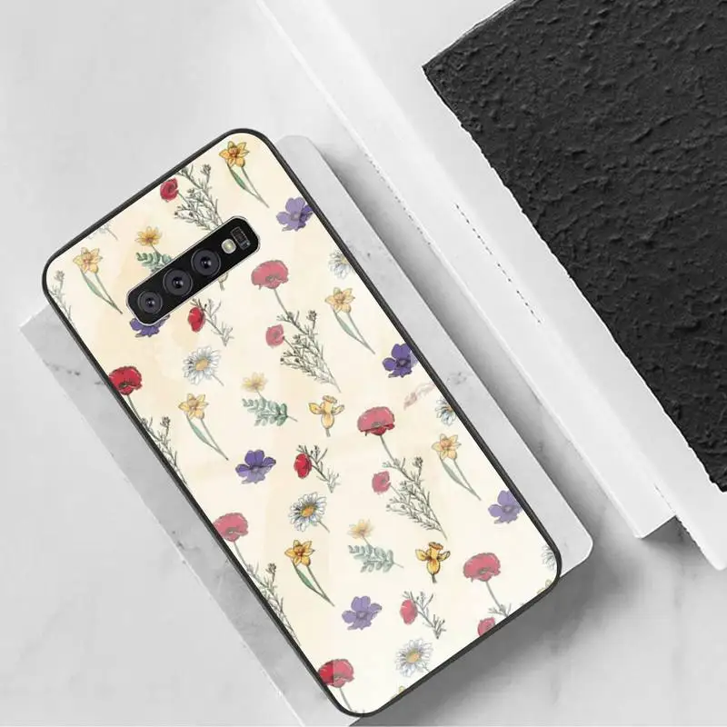 

0 Art Floral Daisy Phone Case Tempered Glass For Samsung Note8 9 10 10pro 10plus 20 20ultra S8 S9 10 20 Plus