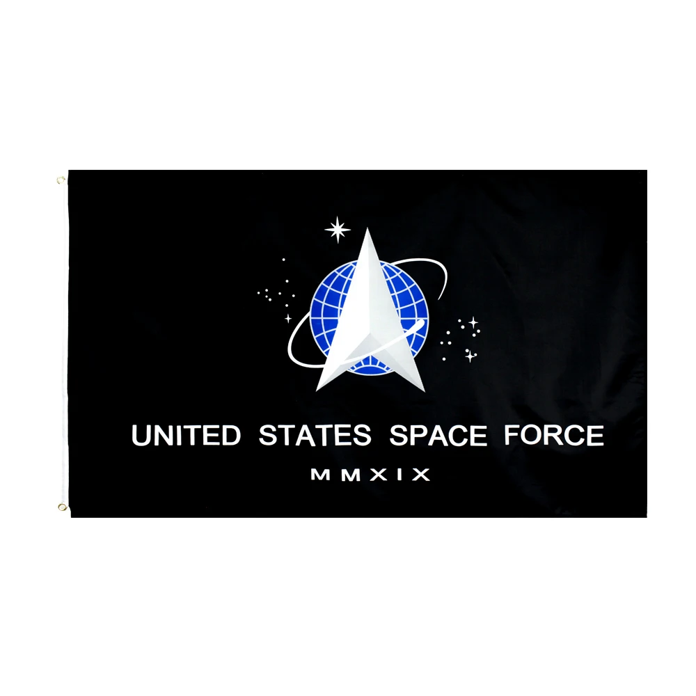 

60x90cm/90x150cm USSF United States Official Space Force Flag 2x3ft/3x5ft Black Background Banner