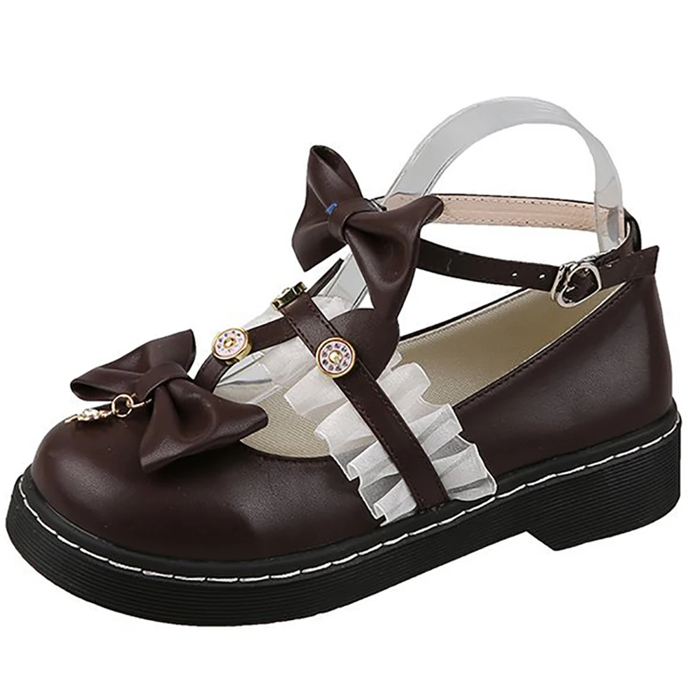 

Туфли женские в стиле «Лолита», японские туфли-лодочки на платформе с застежкой, с узлом, для косплея, школьниц, 2021