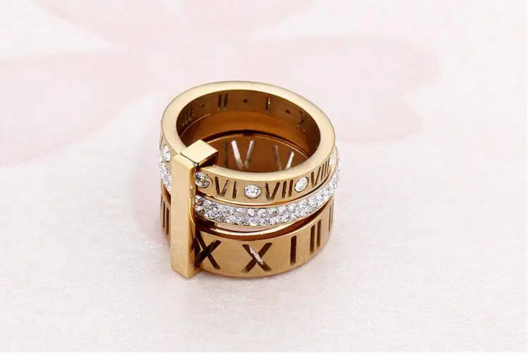 

3 Color Roman Letters Numerals Goldren Titanium Steel Rings Accessories Jewel Ring Fashion Jewelry Valentine Lover Couples Gifts