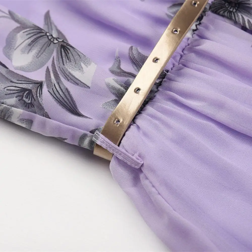 Женское платье в стиле бохо повседневное Шифоновое Платье макси с лямкой на шее и