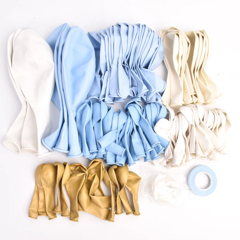 Мальчик Baby Shower синий хром золото Воздушные шары гирлянды Пастель Макарон