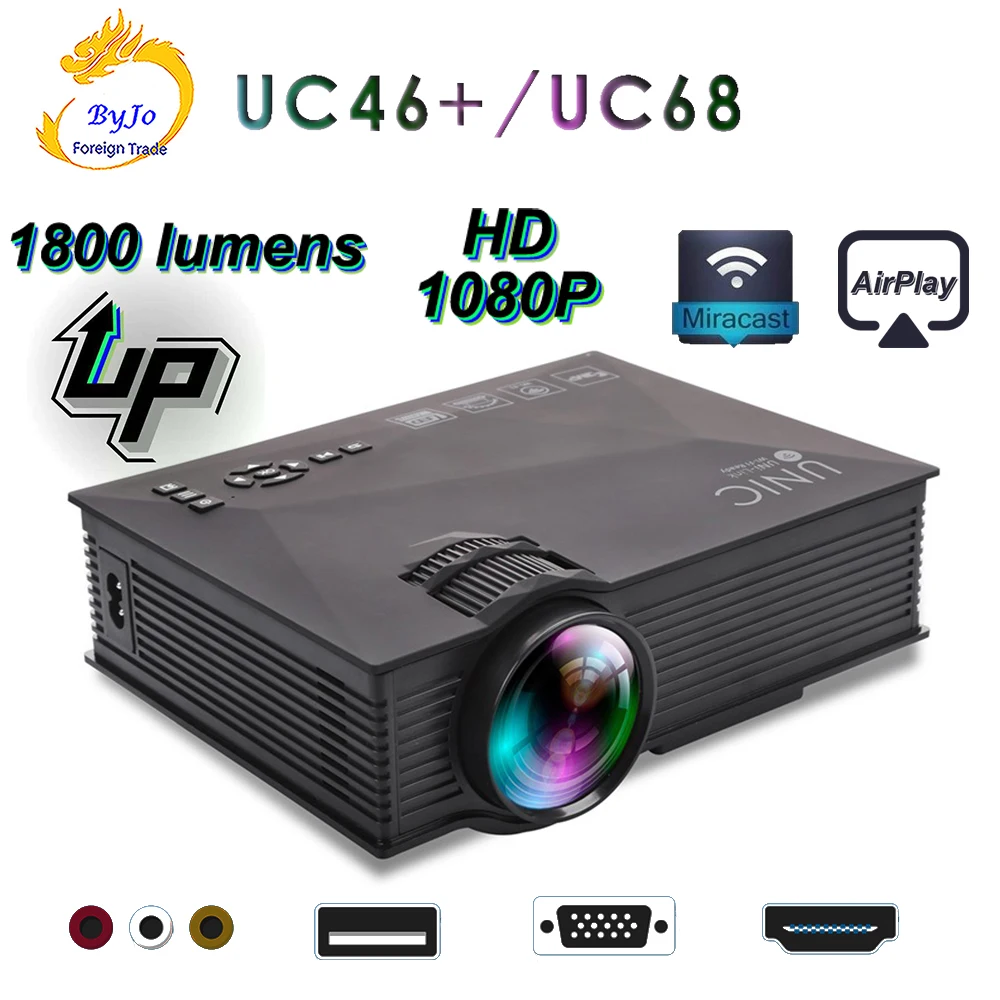 Оригинальный новый обновленный UNIC UC68 Full HD1800 люмен светодиодный проектор