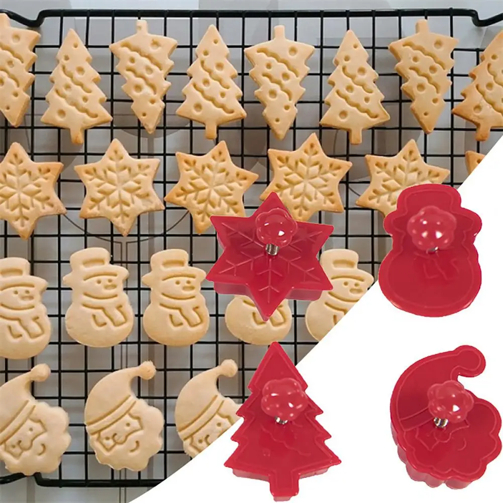 

Safe 4Pcs/Set Useful Biscuit Cutting Mold Eco-Friendly Cookie Cutter Christmas Theme Design for Restaurant