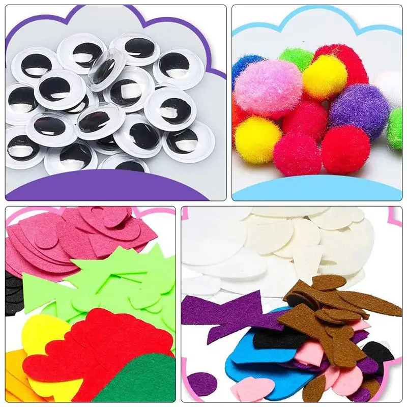 Juego de artesan&iacute;a de fieltro para ni&ntilde;os, Kit de fabricaci&oacute;n de t&iacute;teres de mano, suministros de arte DIY, hecho a mano Kit de Material, Kit de t&iacute;teres de mano de fieltro, 1 Juego-2